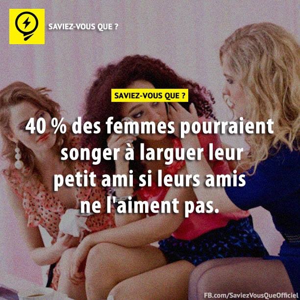 40 % des femmes pourraient songer à larguer leur petit ami si leurs amis ne l&#039;aiment pas.