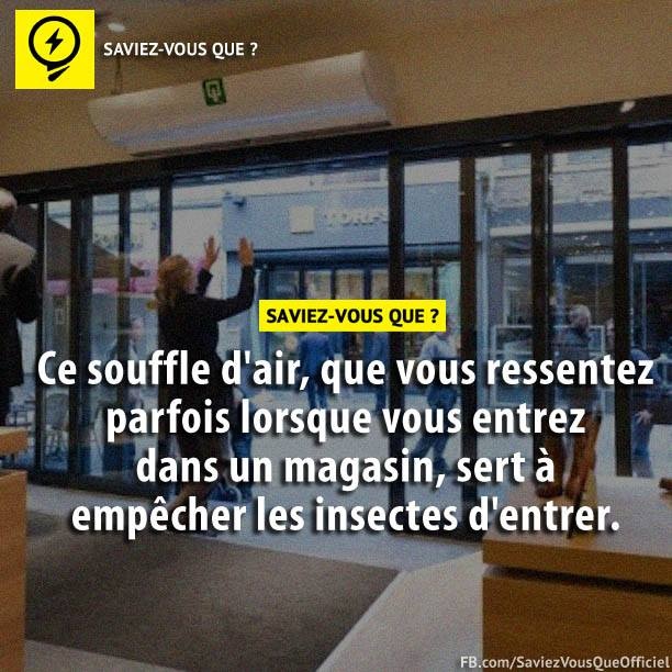 Ce souffle d&#039;air, que vous ressentez parfois lorsque vous entrez dans un magasin, sert à empêcher les insectes d&#039;entrer.