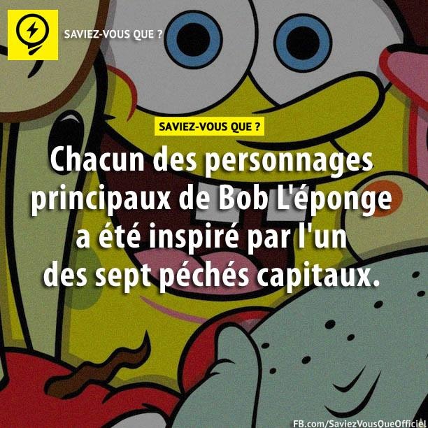 Chacun des personnages principaux de Bob L&#039;éponge a été inspiré par l&#039;un des sept péchés capitaux.