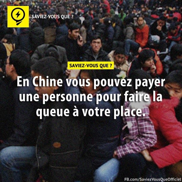 En chine vous pouvez payer une personne pour faire la queue à votre place.