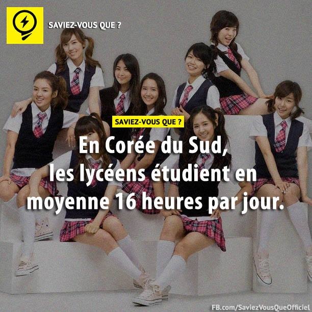 En Corée du Sud, les lycéens étudient en moyenne 16 heures par jour.