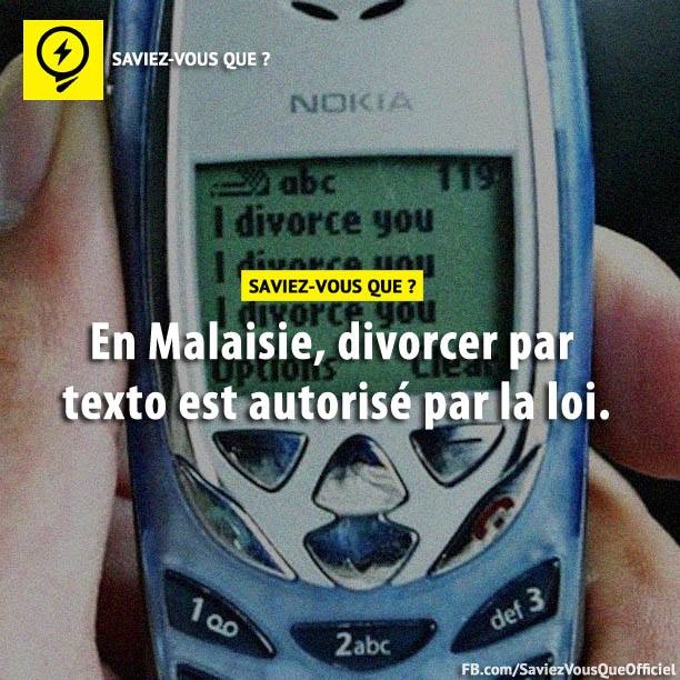 En Malaisie, divorcer par texto est autorisé par la loi.