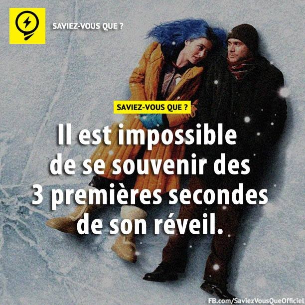 Il est impossible de se souvenir des 3 premières secondes de son réveil.