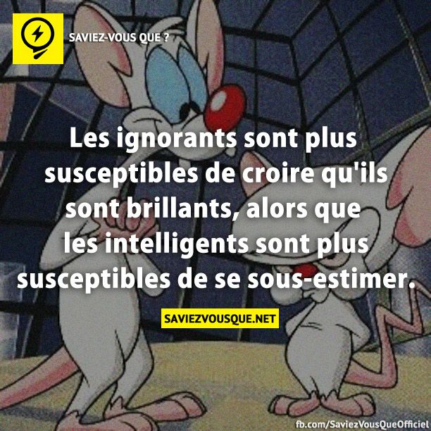 Les ignorants sont plus susceptibles de croire qu'ils sont brillants, alors que les intelligents sont plus susceptibles de se sous-estimer.