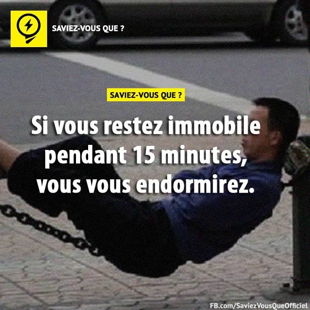 Si vous restez immobile pendant 15 minutes, vous vous endormirez.