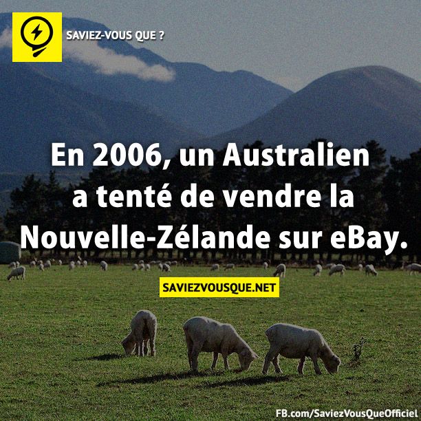 En 2006, un Australien a tenté de vendre la Nouvelle-Zélande sur eBay.