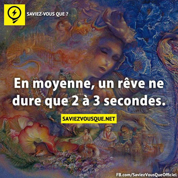 En moyenne, un rêve ne dure que 2 à 3 secondes.