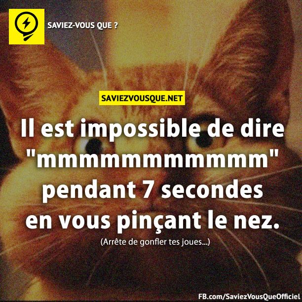 Il est impossible de dire &quot;mmmmmmmmmmm&quot; pendant 7 secondes en vous pinçant le nez.