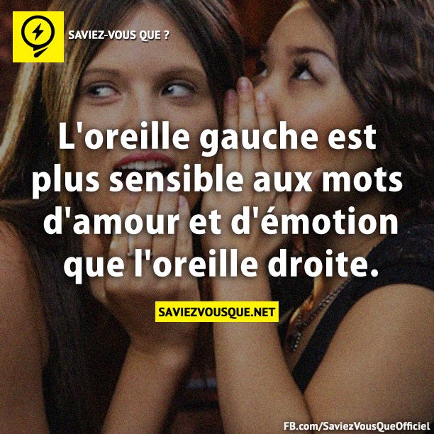 L&#039;oreille gauche est plus sensible aux mots d&#039;amour et d&#039;émotion que l&#039;oreille droite.