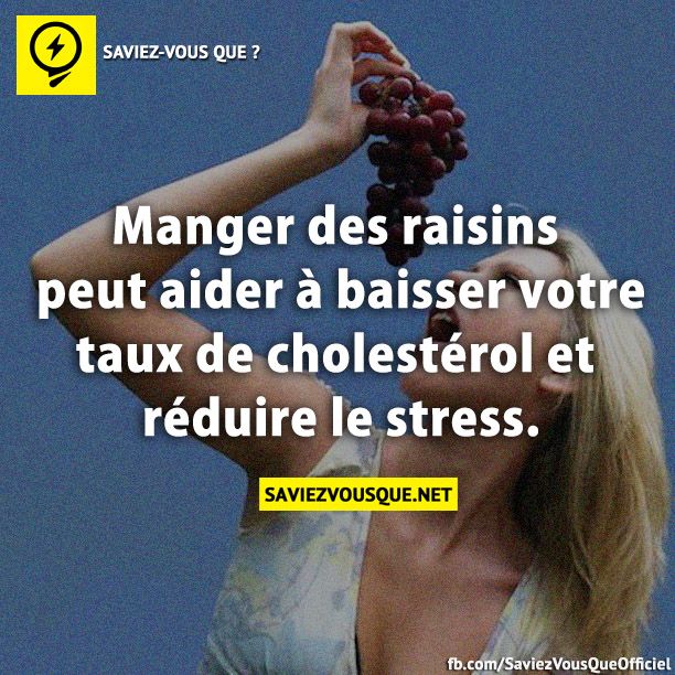 Manger des raisins peut aider à baisser votre taux de cholestérol et réduire le stress.
