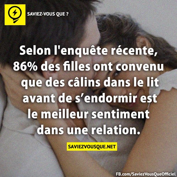 Selon l&#039;enquête récente,86% des filles ont convenu que des câlins dans le lit avant de s&#039;endormir est le meilleur sentiment dans une relation.