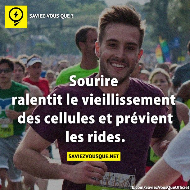 Sourire ralentit le vieillissement des cellules et prévient les rides.