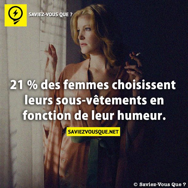 21 % des femmes choisissent leurs sous-vêtements en fonction de leur humeur.
