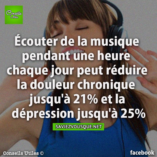 Écouter de la musique pendant une heure chaque jour peut réduire la douleur chronique jusqu&#039;à 21% et la dépression jusqu&#039;à 25%