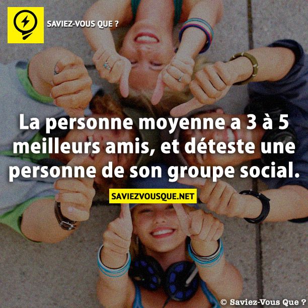 La personne moyenne a 3 à 5 meilleurs amis, et déteste une personne de son groupe social.
