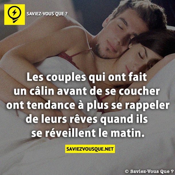 Les couples qui ont fait un câlin avant de se coucher ont tendance à plus se rappeler de leurs rêves quand ils se réveillent le matin.