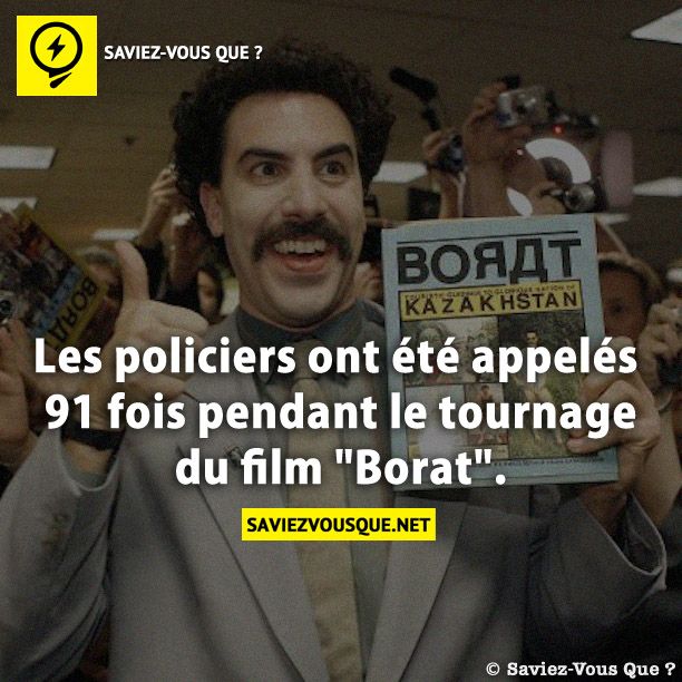 Les policiers ont été appelés 91 fois pendant le tournage du film &quot;Borat&quot;.