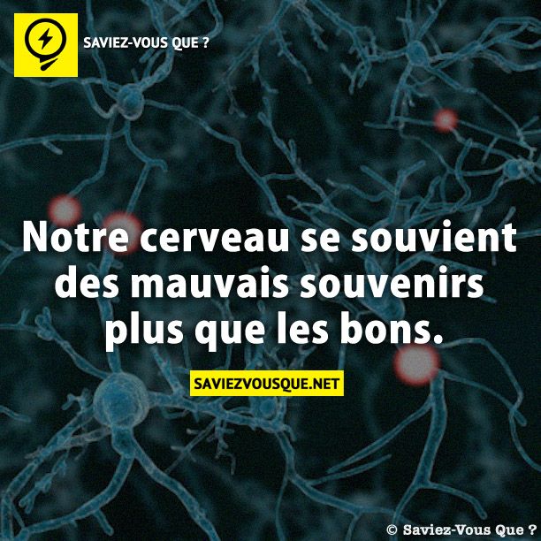 Notre cerveau se souvient des mauvais souvenirs plus que les bons.