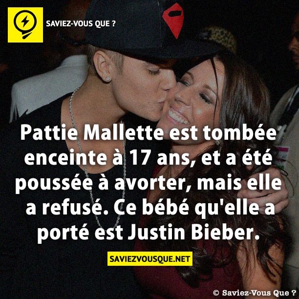 Pattie Mallette est tombée enceinte à 17 ans, et a été poussée à avorter, mais elle a refusé. Ce bébé qu&#039;elle a porté est Justin Bieber.