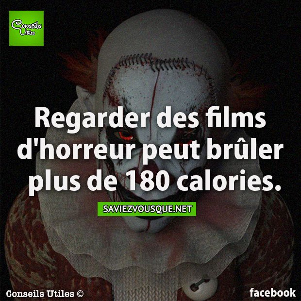 Regarder des films d&#039;horreur peut brûler plus de 180 calories.