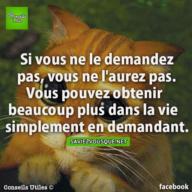 Si vous ne le demandez pas, vous ne l&#039;aurez pas. Vous pouvez obtenir beaucoup plus dans la vie simplement en demandant.