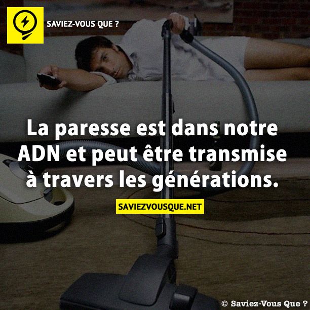 La paresse est dans notre ADN et peut être transmise à travers les générations.