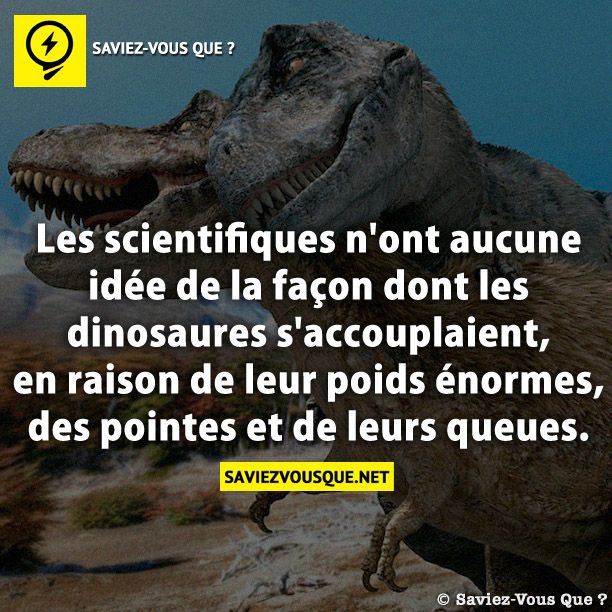 Les scientifiques n&#039;ont aucune idée de la façon dont les dinosaures s&#039;accouplaient, en raison de leur poids énormes, des pointes et de leurs queues.