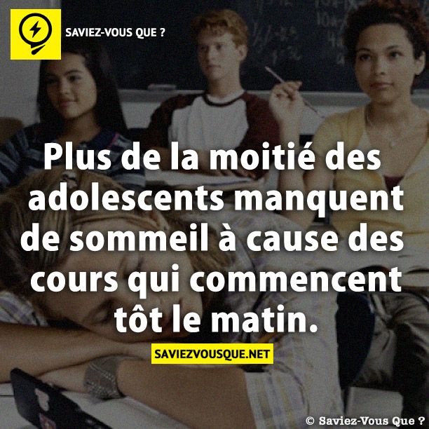 Plus de la moitié des adolescents manquent de sommeil à cause des cours qui commencent tôt le matin.