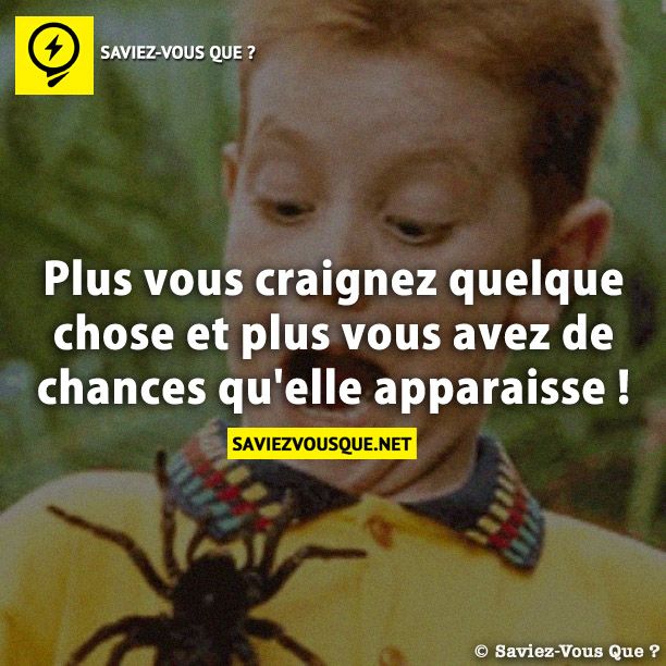 Plus vous craignez quelque chose et plus vous avez de chances qu&#039;elle apparaisse !