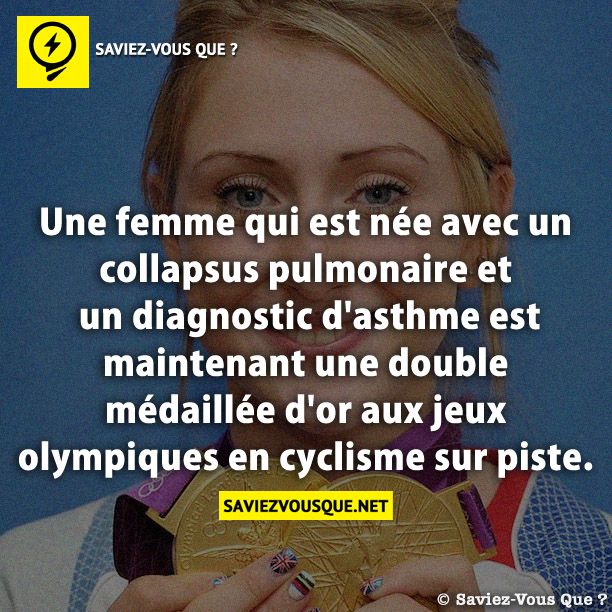 Une femme qui est née avec un collapsus pulmonaire et un diagnostic d&#039;asthme est maintenant une double médaillée d&#039;or aux jeux olympiques en cyclisme sur piste.