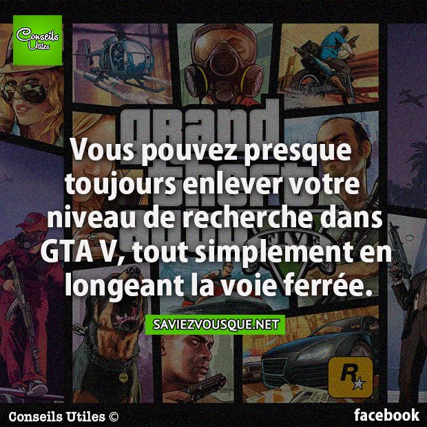 Vous pouvez presque toujours enlever votre niveau de recherche dans GTA V, tout simplement en longeant la voie ferrée.