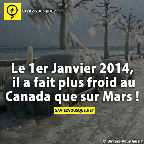 Le 1er Janvier 2014, il a fait plus froid au Canada que sur Mars !