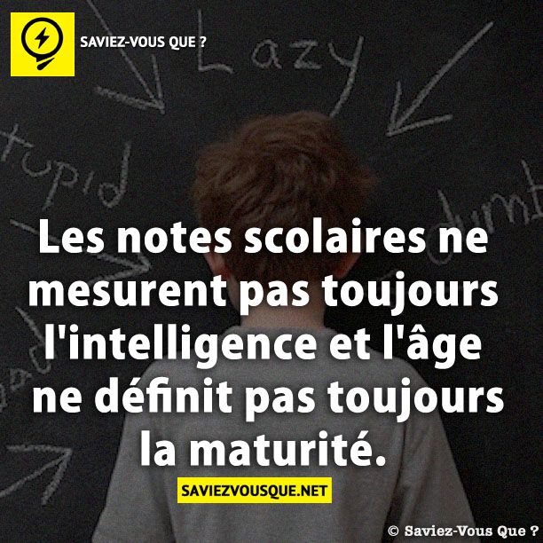 Les notes scolaires ne mesurent pas toujours l&#039;intelligence et l&#039;âge ne définit pas toujours la maturité.