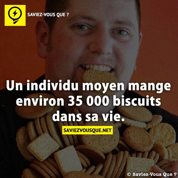 Un individu moyen mange environ 35 000 biscuits dans sa vie.