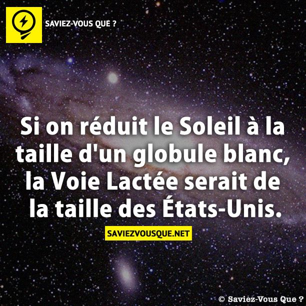 Si on réduit le Soleil à la taille d&#039;un globule blanc, la Voie Lactée serait de la taille des États-Unis.