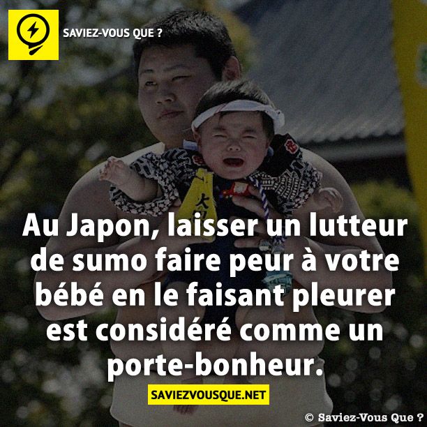 Au Japon, laisser un lutteur de sumo faire peur à votre bébé en le faisant pleurer est considéré comme un porte-bonheur.
