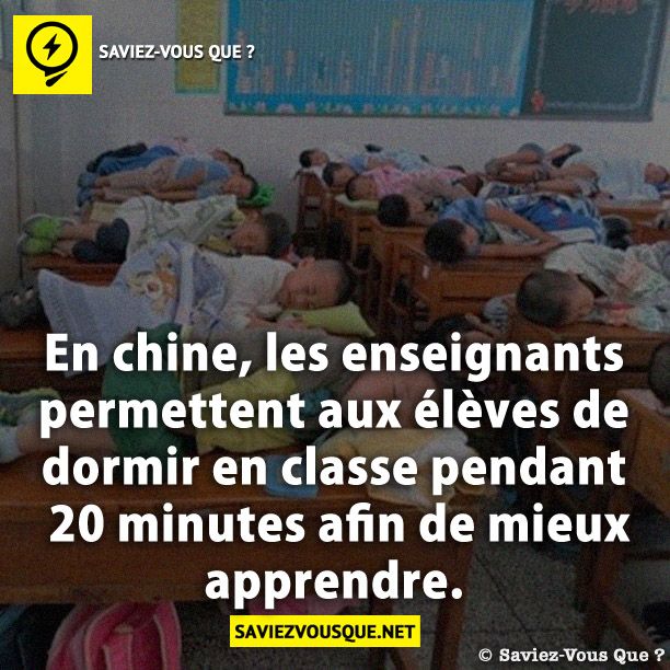 En chine, les enseignants permettent aux élèves de dormir en classe pendant 20 minutes afin de mieux apprendre.