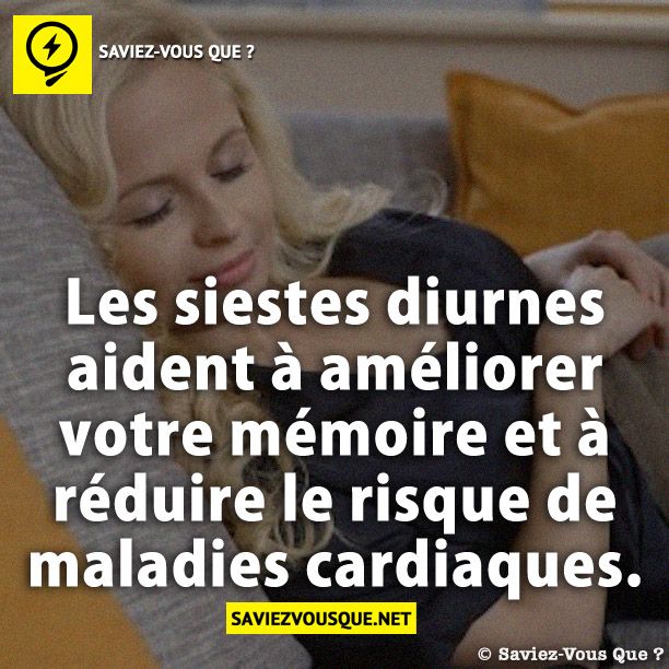 Les siestes diurnes aident à améliorer votre mémoire et à réduire le risque de maladies cardiaques.