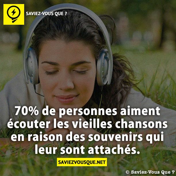 70% de personnes aiment écouter les vieilles chansons en raison des souvenirs qui leur sont attachés.