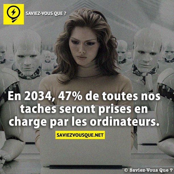 En 2034, 47% de toutes nos taches seront prises en charge par les ordinateurs.