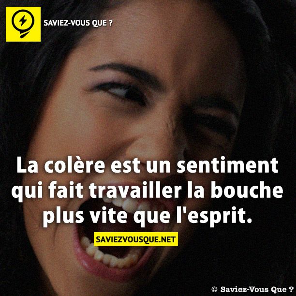 La colère est un sentiment qui fait travailler la bouche plus vite que l&#039;esprit.