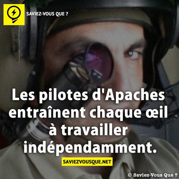 Les pilotes d&#039;Apaches entraînent chaque œil à travailler indépendamment.