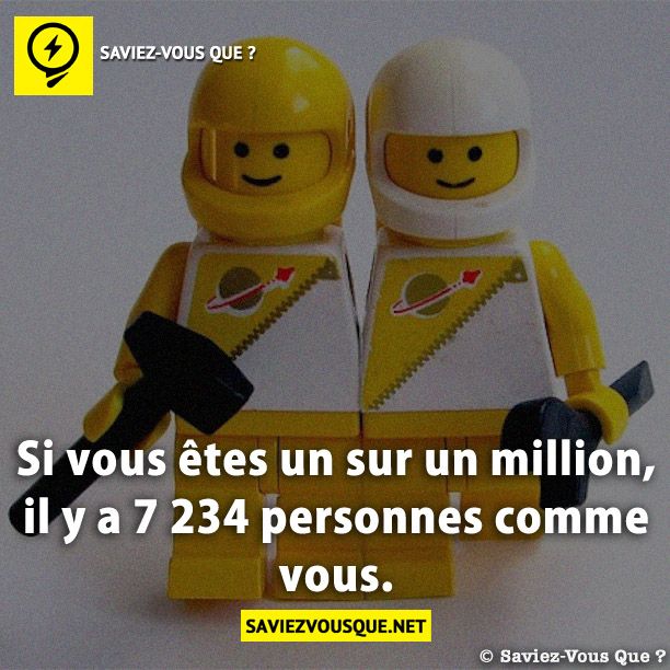 Si vous êtes un sur un million, il y a 7 234 personnes comme vous.