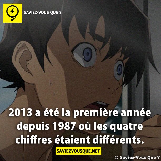 2013 a été la première année depuis 1987 où les quatre chiffres étaient différents.