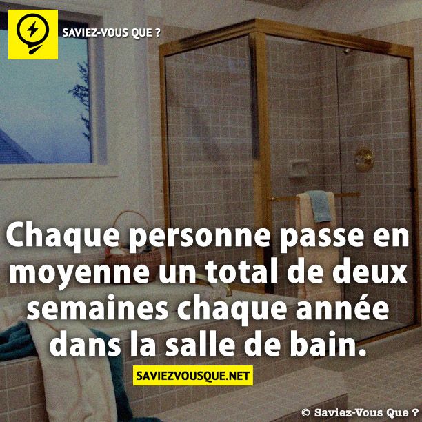 Chaque personne passe en moyenne un total de deux semaines chaque année dans la salle de bain.