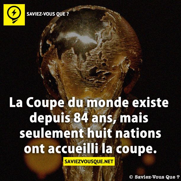 La Coupe du monde existe depuis 84 ans, mais seulement huit nations ont accueilli la coupe.