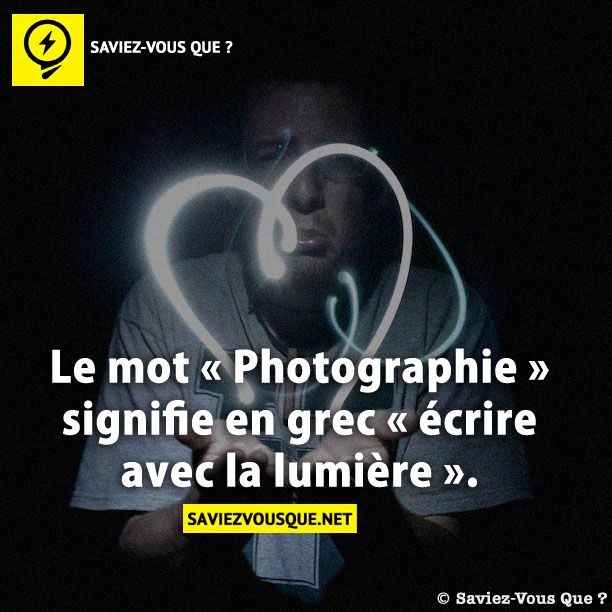 Le mot « Photographie » signifie en grec « écrire avec la lumière ».