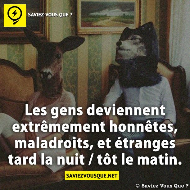Les gens deviennent extrêmement honnêtes, maladroits, et étranges tard la nuit / tôt le matin.