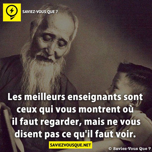 Les meilleurs enseignants sont ceux qui vous montrent où il faut regarder, mais ne vous disent pas ce qu&#039;il faut voir.