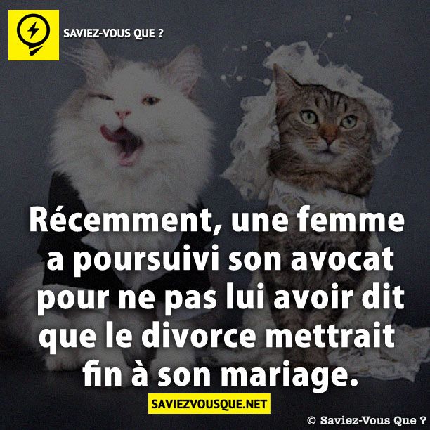 Récemment, une femme a poursuivi son avocat pour ne pas lui avoir dit que le divorce mettrait fin à son mariage.